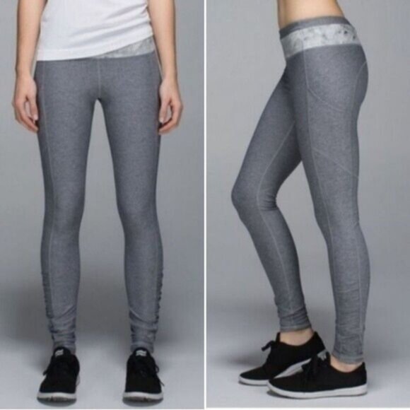 LULULEMON Speed Tight III All Luxtreme Athletic Leggings Grey Ruched Sz 6 - Picture 2 of 16